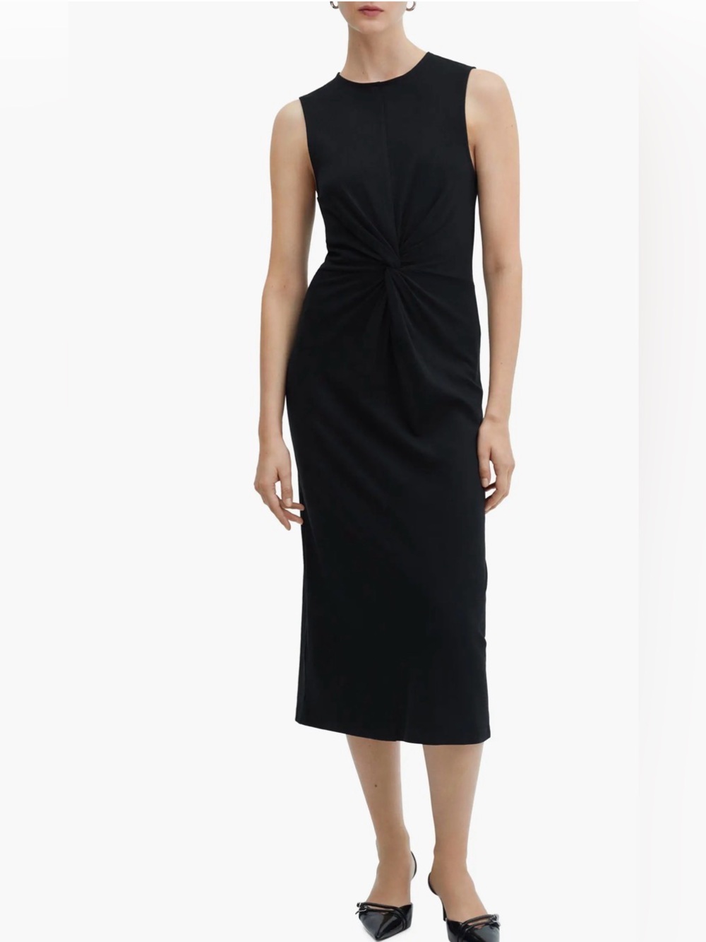 Mango Center Twist Midi Dress slit in back size 4 excellent condition